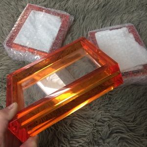 3 VNTG. Orange Acrylic Picture Frames